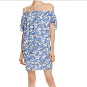 Aqua Floral Strapless Dress